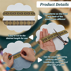 Жаккардовая лента из полиэстера с цветами в этническом стиле длиной 10 м.&nbsp;OCOR-WH0090-038B