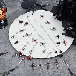 Ретро сердце и крест 32 шт 16 стиля сплав эмалированные подвески&nbsp;ENAM-PH0003-12