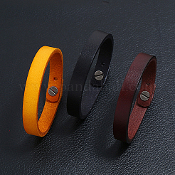 1 шт. панк ретро этнический стиль кожаный браслет ручной работы пара литературный ремешок на руку для мужчин BJEW-CL0001-02B