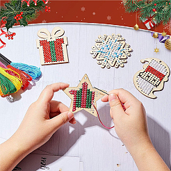 1 пакетик наборов для вышивки крестом по дереву на рождественскую тематику&nbsp;WOOD-SC0002-24