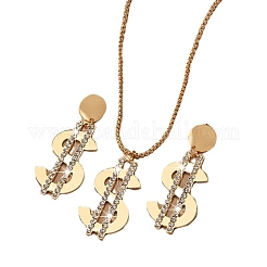 Комплекты из ожерелий и серег-гвоздиков со знаком доллара из сплава и стекла&nbsp;FS-WGD45F5-01