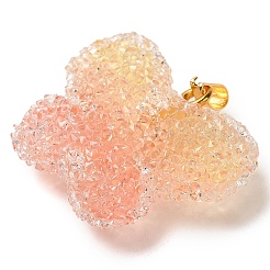 Подвески из прозрачной смолы с точками из стразов&nbsp;RESI-N040-02G-RS