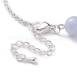 Браслет из натурального белого нефрита (окрашенного) с цепочками Rolo из нержавеющей стали 304&nbsp;BJEW-JB08145-05