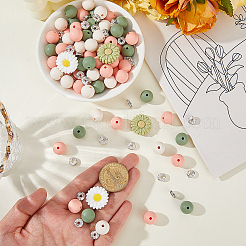 144 шт. 6 вида бусин из пищевого экологически чистого силикона в форме ромашки&nbsp;SIL-PA0001-15