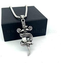 Винтажный кулон в форме змеи и меча из нержавеющей стали 304 в стиле панк для мужчин.&nbsp;WD3410