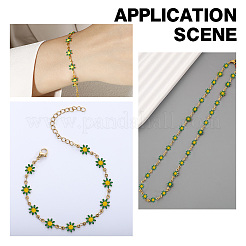 Наборы для самостоятельного изготовления цепочек из эмалированной латуни с цветочным узором&nbsp;DIY-AR0004-11