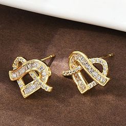 Серьги-гвоздики из латуни с микропаве из кубического циркония для женщин&nbsp;EJEW-K312-01G