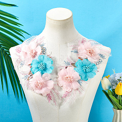 Полиэстер вышитые кружевные нашивки на ткань&nbsp;AJEW-WH20070-077