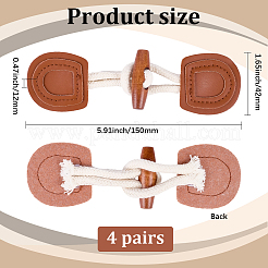 4 пара пряжек из дерева и искусственной кожи&nbsp;DIY-CY0002-24