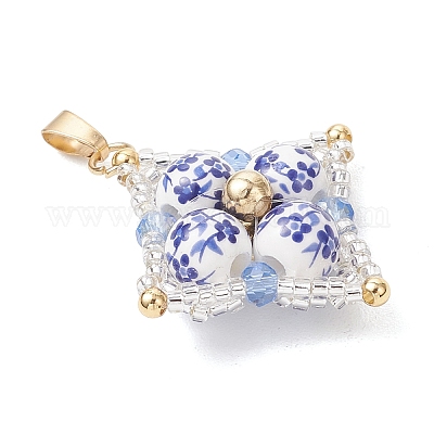 Подвески из фарфора и керамики с цветочным принтом ручной работы&nbsp;PALLOY-MZ01252-1