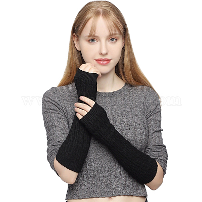 2 пара длинных перчаток без пальцев из полиэстера двух цветов&nbsp;AJEW-HS0001-22-1