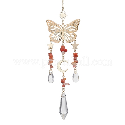 Сердолик со стеклянными подвесками HJEW-TA00129-02-1