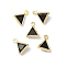 Brass Glass Charms, Triangle Charms, Nickel Free, Faceted, Real 18K Gold Plated, Black, 8x6.5x3mm, Hole: 1mm