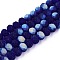 Transparent Glass Beads Strands, Faceted, Frosted, Half AB Color Plated, Rondelle, Dark Blue, 8x6mm, Hole: 1mm, about 60~62pcs/strand, 39~40cm
