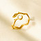 304 Stainless Steel with Natural Shell Cuff Open Rings for Women, Leaf, Real 18K Gold Plated, 9mm, Inner Diameter: 17mm