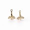 Brass Micro Pave Clear Cubic Zirconia Peg Bails Charms, for Half Drilled Beads, Flower, Nickel Free, Real 18K Gold Plated, 13.5x9.5mm, Hole: 1.4mm, Pin: 0.7mm