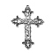 Tibetan Style Alloy Big Gothic Pendants, Cadmium Free & Lead Free, Cross, Antique Silver, 74x53x3.5mm, Hole: 2.5mm