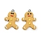 Handmade Polymer Clay Pendants, with Iron Loops, Gingerbread Man, 32.5~33x23x4mm, Hole: 2mm