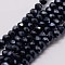 Electroplate Glass Bead Strands, Rondelle, Faceted, Pearl Luster Plated, Black, 3~3.5x2mm, Hole: 1mm, about 105~110pcs/strand, 29~31cm