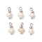 Natural Freshwater Pearl Potato with Brass Beaded Charms, Seashell Color, Platinum, 11.5x5.5mm, Hole: 1.6mm