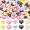 100Pcs 5 Colors Resin Cabochons, Nail Art Decoration Accessories for Women, Heart with Bowknot, Mixed Color, 8.5x10x4mm, 20pcs/color