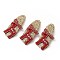 Christmas Deer Glitter Gretel Fabric with PU leather Snap Hair Clips, with Iron Clips, Hair Accessorise for Girls, FireBrick, 59x29x4mm