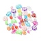 Plating Acrylic Beads, White Enlaced, Mixed Shape, Mixed Color, 6~16x6~14.5x4~11mm, Hole: 1.2~2mm, about 35~50pcs/set