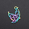Ion Plating(IP) 201 Stainless Steel Pendants, Butterfly, Laser Cut, Rainbow Color, 15x12.5x1mm, Hole: 1.4mm