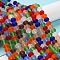 Transparent Glass Beads Strands, Faceted, Frosted, Rondelle, Mixed Color, 8mm, Hole: 1mm