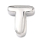 Brass Initial Beads, Platinum, Long-Lasting Plated, Rack Plating, Lead Free & Cadmium Free, Letter T, 20.5x17.5x6.5mm, Hole: 8.5x4.5mm