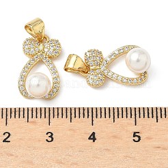 Латунные подвески с микропаве из кубических цирконий и искусственный жемчуг из АБС-пластика&nbsp;KK-Q068-23G