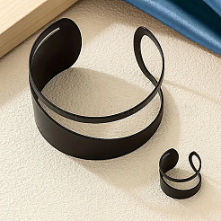 Комплекты из полых браслетов-манжет и колец-манжет из сплава&nbsp;FS-WG58758-02