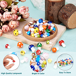 64 шт. 24 стили бусины ручной работы в виде грибов лэмпворк&nbsp;LAMP-TA0001-12