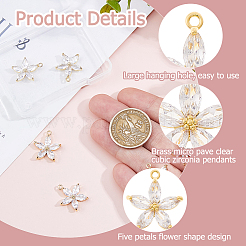 6 шт. Латунные подвески с микропаве&nbsp;ZIRC-HS0001-08