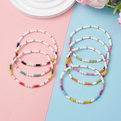 7шт. стеклянные бусины эластичные браслеты для женщин&nbsp;BJEW-MZ00280
