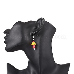 Серьги-подвески в виде гриба из нержавеющей стали 304 в стиле лэмпворк&nbsp;EJEW-JE06539-01