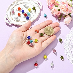 24 шт. 8-цветные круглые подвески-коннекторы из полимерной глины со стразами. С железной фурнитурой.&nbsp;PALLOY-YW00150