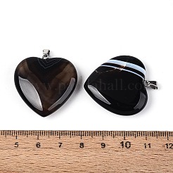 Подвески из натурального черного полосатого агата (окрашенного и подвергнутого термической обработке).&nbsp;G-T143-51A