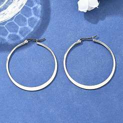 Большие серьги-кольца из нержавеющей стали марки 304&nbsp;LS-EJEW-F105-18P