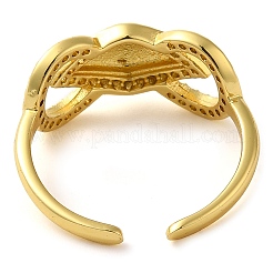 Открытые манжеты из латуни с бантом и микро-паве с прозрачным цирконием для женщин&nbsp;LS-RJEW-Z070-06G