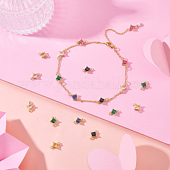 24 шт. 6-х цветные латунные подвески-ромбы с кубическим цирконием&nbsp;KK-GA0002-13