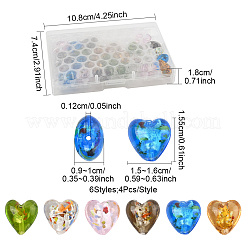 24 шт. 6-х цветные стеклянные бусины ручной работы из серебряной фольги&nbsp;FOIL-FS0001-01