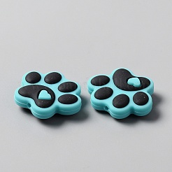 Экологически чистые силиконовые бусины с принтом собачьей лапы&nbsp;SIL-WH0008-45C