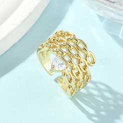 Латунные микро проложить манжеты кольца кубического циркония&nbsp;LS-RJEW-D307-03G
