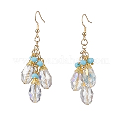 Стеклянные серьги-капли с подвесками&nbsp;EJEW-JE06835