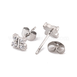 Серьги-гвоздики из нержавеющей стали 304 с микропаве из кубического циркония в виде бабочки для женщин&nbsp;EJEW-E311-04P