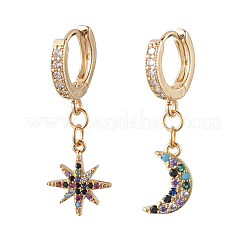 Серьги с кольцами в виде звезд и луны асимметричные&nbsp;EJEW-JE04031-01