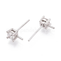 925 застежка для сережек-гвоздиков из стерлингового серебра с прозрачными кубическими циркониями&nbsp;STER-T008-71P