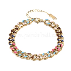 Женские браслеты-цепочки из кубинской стали 201&nbsp;LS-BJEW-H633-01G