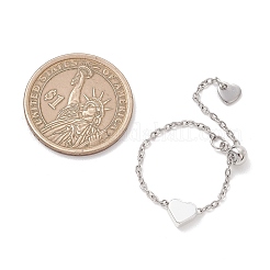 Регулируемые цепочки на пальцы в форме сердца из нержавеющей стали 304&nbsp;RJEW-JR00992